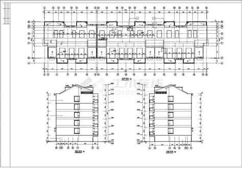 某五层板式住宅楼建筑设计cad扩初图住宅小区土木在线