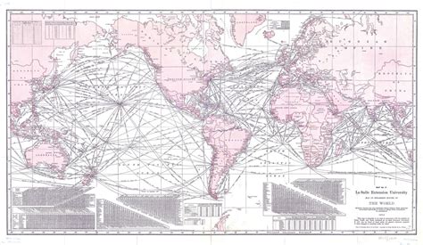 1914 Map Of Steamship Routes Of The World Showing Maps On The Web