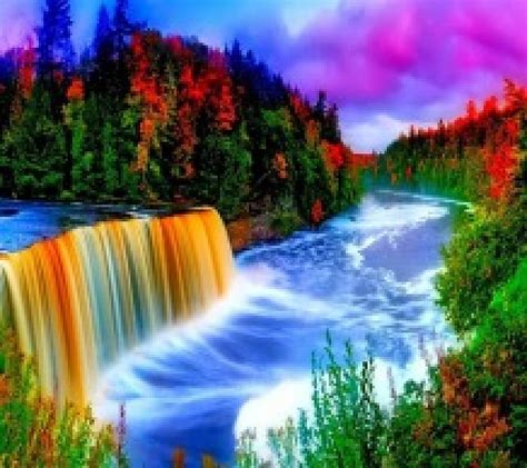 Colorful Nature Colorful Waterfall Water Bonito Hd Wallpaper Peakpx