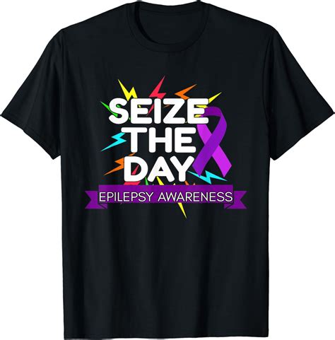 Epilepsy Awareness Seize The Day Purple Ribbon November T Shirt Clothing Shoes