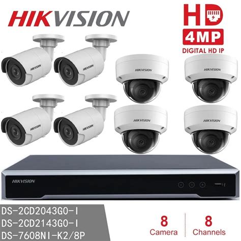 hikvision cctv system nvr ds 7608ni k2 8p 8poe 4pcs ds 2cd2043g0 i for indoor 4pcs ds