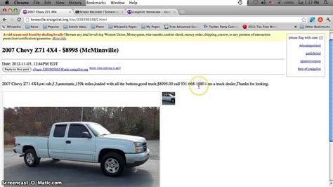 Craigslist Knoxville TN Used Cars For Sale by Owner - Cheap Vehicles