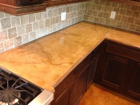 Usually a mix of light to medium greys on smooth concrete, and a medium brown, or darker grey on broom finished. Colored and Stained Concrete Countertop - Rustic - Houston ...