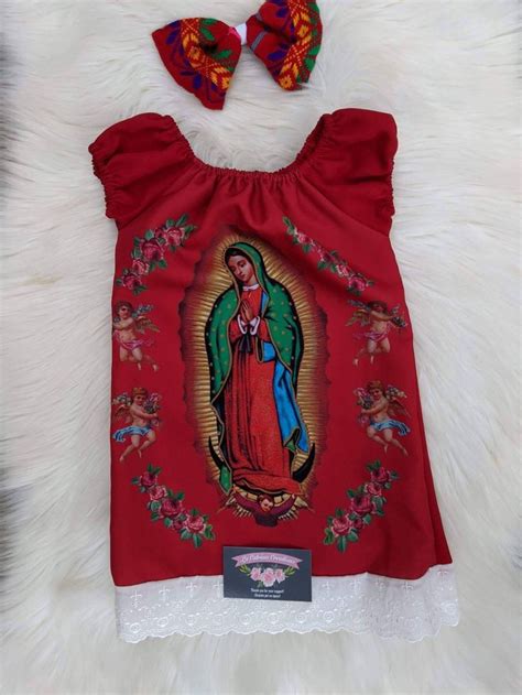 virgen de guadalupe dress with bow our lady of guadalupe etsy canada in 2022 dress with bow