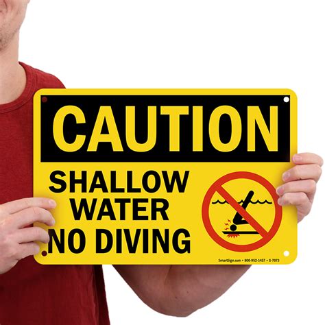 Caution Shallow Water No Diving Sign Sku S 7073