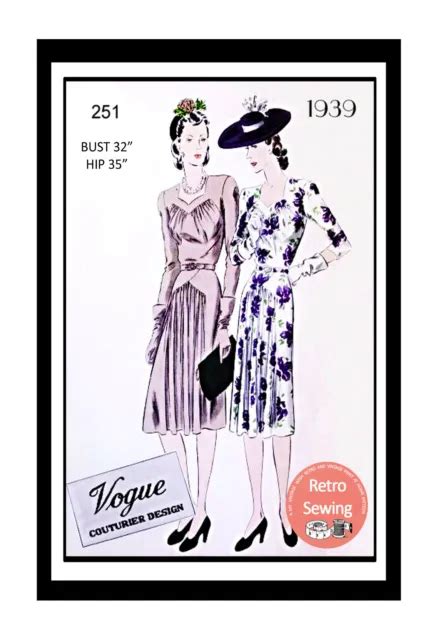 1930s Couturier Tea Dress Pattern Bust 32 Copy 2563 Picclick
