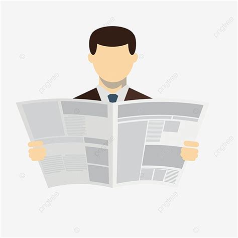 Holding Newspaper Vector Png Images Illustration Of A Man Holding A