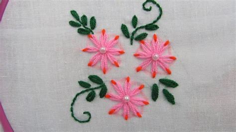 Lazy Daisy Flower Stitch Hand Embroidery By Crafts Embroidery Youtube