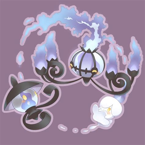 Litwick Lampent And Chandelure Pokemon Line Dark Pokémon Ghost