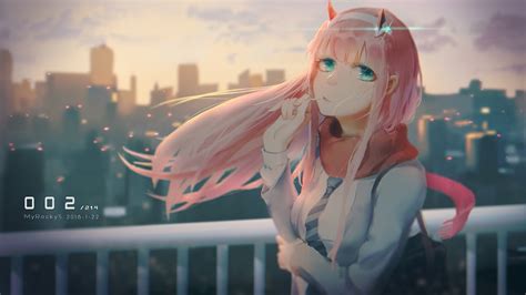 Upscaled to 1080p using waifu2x:. Download 1920x1080 Zero Two, Darling In The Franxx, Pink Hair, Lollipop, Cityscape Wallpapers ...
