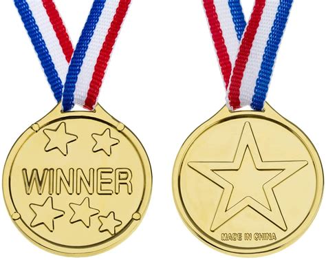 48 Pack Plastic Winner Medals Golden Awards For Kids Sports Party