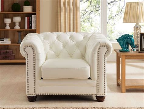 Monaco Pearl White Leather Living Room Set From Amax