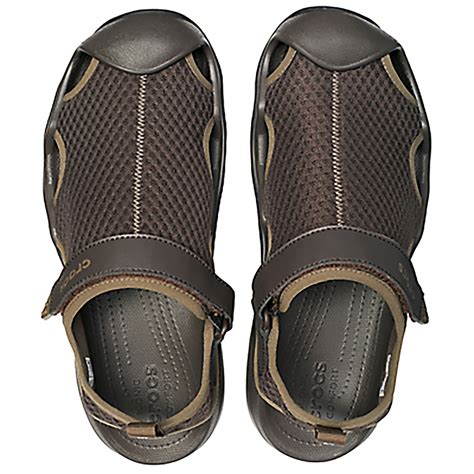 Mens Crocs Swiftwater Mesh Deck Closed Toe Beach Pool Rubber Sandals