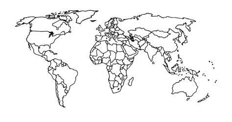 Map Of The World Black And White Printable Clipart Black And White