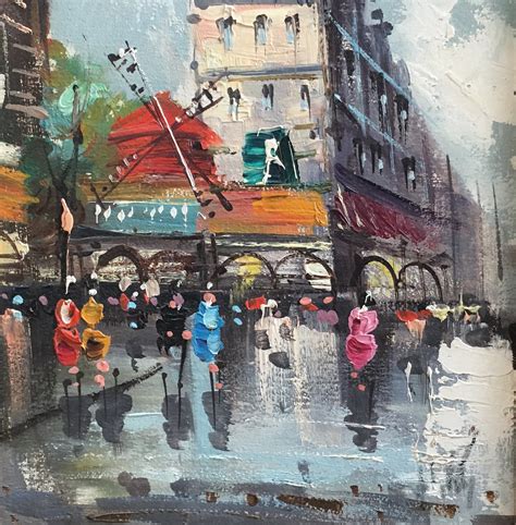 Small Vintage Paris Oil Painting Original Signed Parisian Street Scene Hot Sex Picture