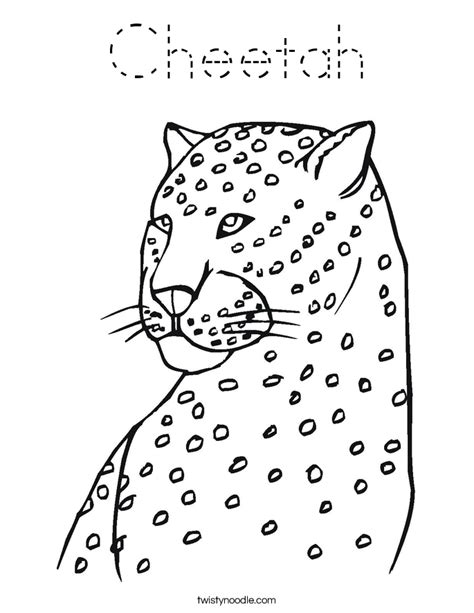 Cheetah Coloring Page Tracing Twisty Noodle