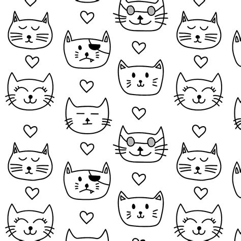 Cute Doodle Cat Hand Drawn Pattern Cat Drawing Hand Drawing Doodle