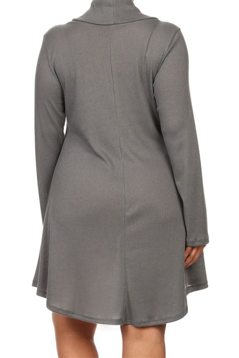 Plus Size Cowl Neck Sweater Knit Tunic Dress Plussizefix