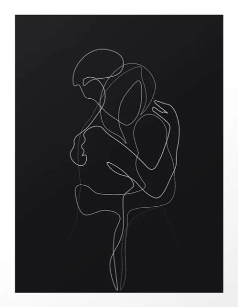 Two lovers lines, abstract modern background. "Lovers Dark Version" by UrbanWallArts #couple #love #hug ...