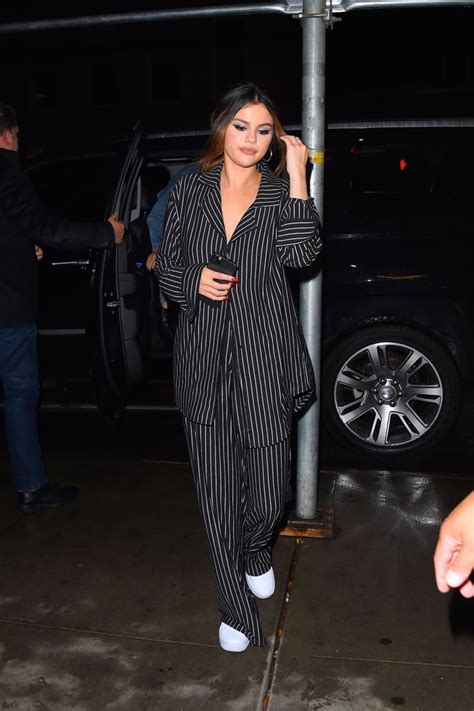 Selena Gomez Wearing Striped Leset Pajamas In Nyc Every Outfit Selena