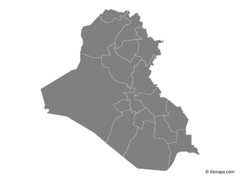 Grey Map Of Iraq With Governorates Free Vector Maps Iraq Map