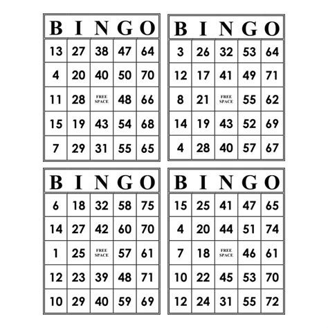 4 Printable Bingo Cards Printable Bingo Cards