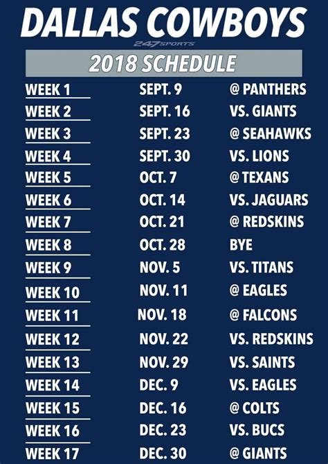 Dallas Cowboys Schedule Nfl