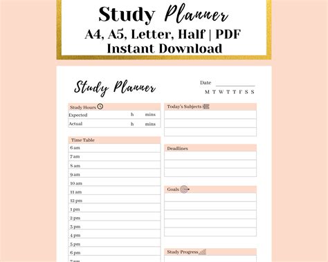 Student Planner Printable Daily Study Planner Pages Academic Planner