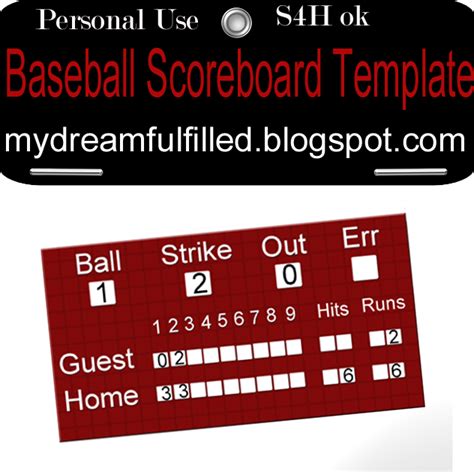 Dreamsfulfilled Baseball Scoreboard Template