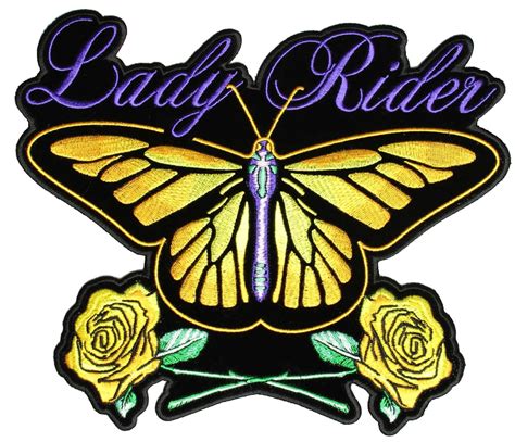 Lady Rider Butterfly Roses Embroidered Biker Patch Quality Biker Patches