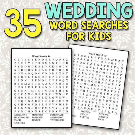 Wedding Word Search For Kids Large Print Puzzles For Kids