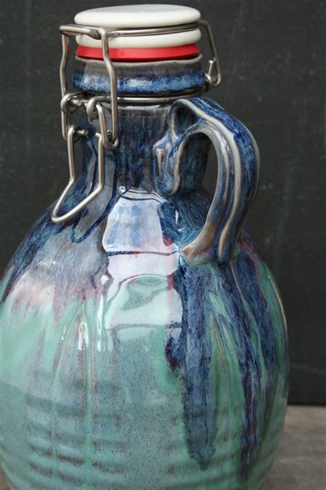 Ceramic Beer Growler Handthrown 56 Oz Pottery By Bluewaterpottery