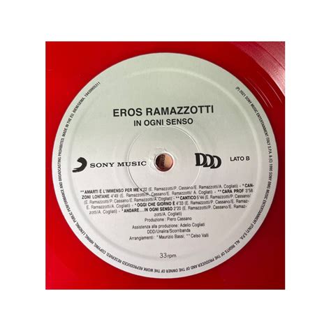 Vinyl Eros Ramazzotti In Ogni Senso Album Lp Italian Pop Coloured