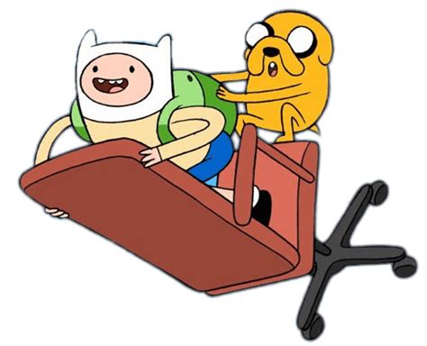 Adventure Time Finn And Jake Flying Around On A Desk Chair Transparent