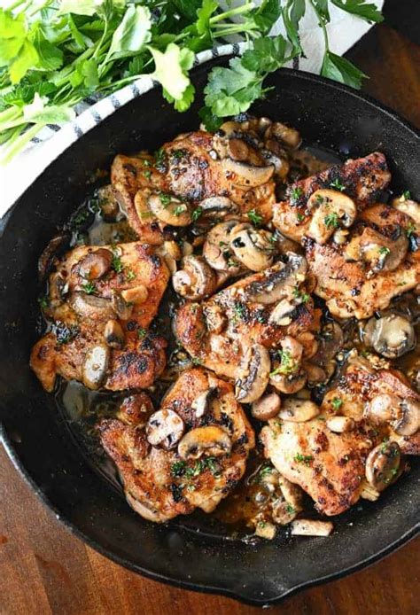 The calorie content is also lower than fried food, which helps you manage your weight and improves your health. Garlic Mushroom Chicken Thighs - Butter Your Biscuit