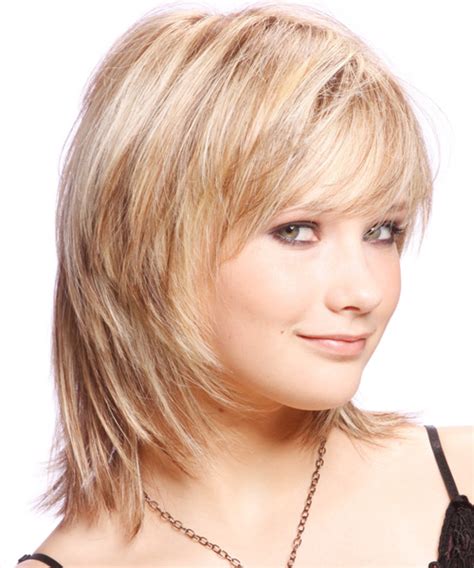 My face type is heart shape. Medium Straight Light Champagne Blonde Hairstyle with Side ...