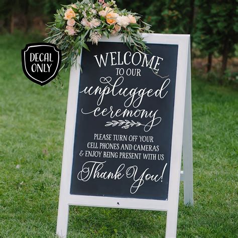 Unplugged Ceremony Sign Decal Chalkboard Wedding Sign Decal Diy No Cell