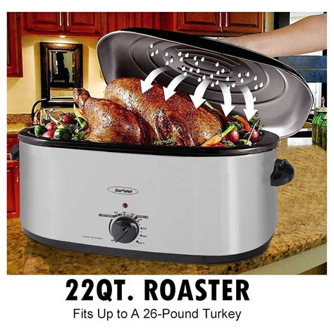 roaster oven 22 quart electric turkey roaster with self basting lid design large stainless