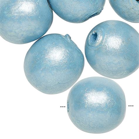 Bead Coated Glass Opaque Light Blue 18 19mm Round With 3 5mm Hole
