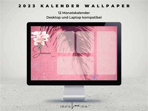 2023 Desktop Calendar Wallpaper Minimalist Calendar Pc Etsy