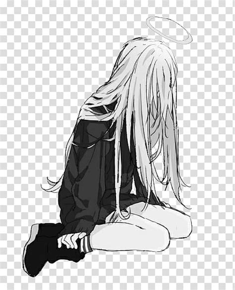 Female Character Illustration Anime Manga Drawing Crying Girl Sad Transparent Background Png