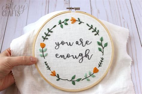 Tomorrow, i'm teaching someone to embroider. You are Enough; Free Hand Embroidery Pattern | The Polka ...