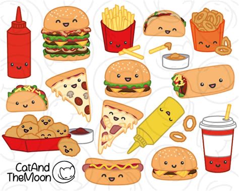Fast Food Clipart Junk Food Clip Art Cute Food Clip Art Etsy