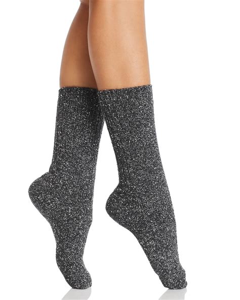 Hue Womens Ribbed Boot Socks Black Tweed Os