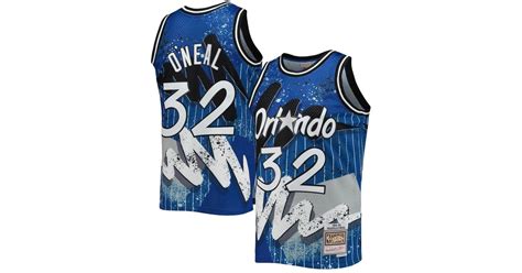 Mitchell And Ness Synthetic Shaquille Oneal Blue Orlando Magic Hardwood