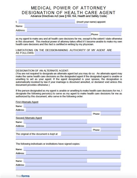 Free Printable Medical Power Of Attorney Form Texas Printable Form Templates And Letter