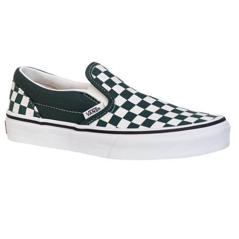 Vans men's slip on trainers, multicolour checkerboard blue mirage white w50. Vans Classic Slip-On - (Checkerboard) Trekking Green/True ...