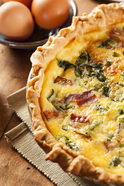 Homemade Spinach And Bacon Egg Quiche Stock Photo Image Of Vegetable