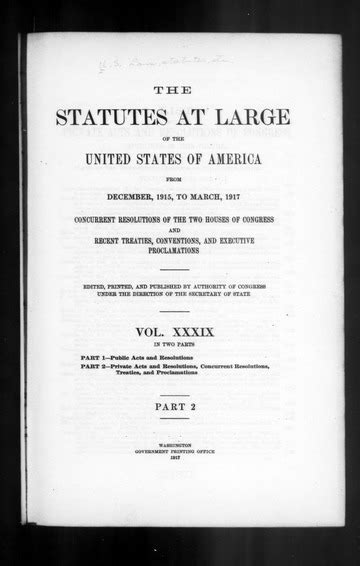 United States Statutes At Large December 1915 March 1917 Vol 39 Free Download Borrow And