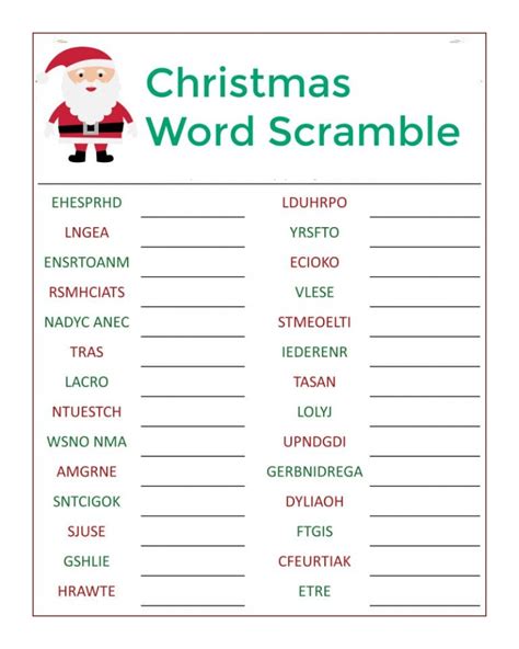 Santas Christmas Word Scramble Activity Page Mama Likes This